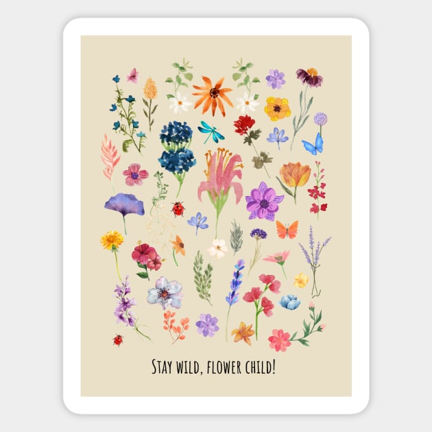 Floral Wild Flowers Stay Wild Magnet by Tip Top Tee's